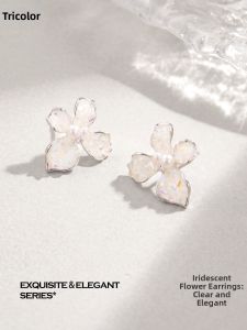 3COLOUR·S | Ice Crystal Flower Imitation Pearl Earrings S925 Silver