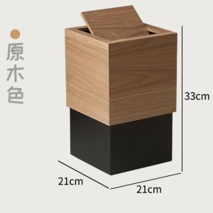 Nordic Style Wooden Trash Can Square Home Living Room Bathroom Waste Bin Eco Friendly Kitchen Utensils by Other Brand