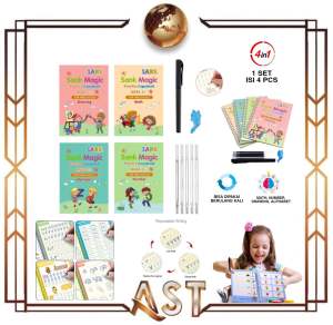 Sank Magic Buku Tulis Ajaib Anak Kecil 1 Set isi 4 Book + Pulpen Belajar Gambar