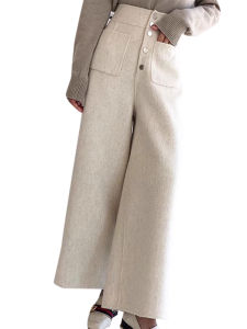 Fancy Super Nice Woolen Thickening Wide Leg Pants Women 2024 Fall and Winter New Arrival Casual Loose Western Style High Waist Pants