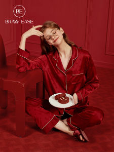 BE | Summer Couple Ice Silk Sleepwear Long Sleeves