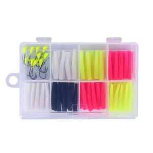 WEIHE 81pcs soft fishing lure kit soft fishing bait mini soft lures zinc alloy jig hook combo fishing tackle unit