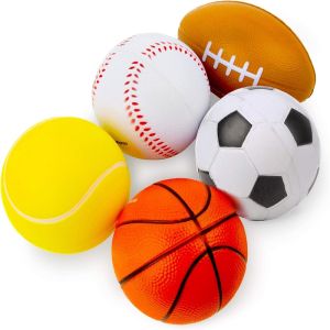 5pcs Mini Soft Football Basketball Baseball Tennis Rugby Toy Foam Rubber Squeeze Ball Anti Stress Toy Balls Soccer Hand Exercise
