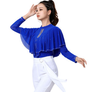 Gitba ชุดเดรสบอลรูมละตินเต้นรำเพชรสีแขนยาวฤดูใบไม้ผลิและฤดูใบไม้ร่วงเต้นรำผ้าระบายขอบตั้งโต๊ะทนอุณหภูมิสูง