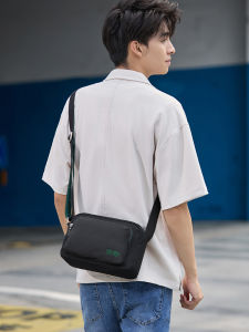 Fido Dido Fashion Oxford Cloth Mens Crossbody Bag Casual Style Canvas Small Bag Shoulder Strap Zipper Closure Soft Polyester Lining