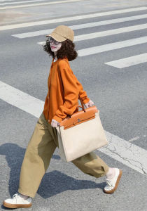 Super White! Pumpkin Orange Loose Casual Knitting Cardigan Female Gentle Pure Color Small Work Clothing Sweater Outwear