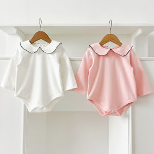 Baby Boys Girl Jumpsuit Spring Newborn Romper Long Sleeved Solid Color Cotton Splicing Toddler Baby Girl Romper Children Clothes
