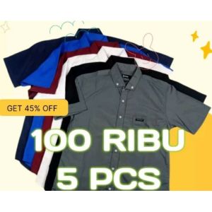 100RIBU DAPAT 5PCS KEMEJA POLOS LENGAN PENDEK KEMEJA PRIA CASUAL KEMEJA POLOS
