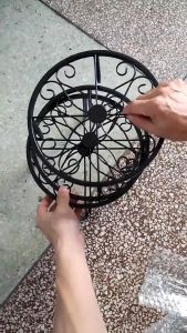 Plant Stand Floor Iron Round Flower Pot Rack Home Garden Indoor Balcony Decor Rak Pasu Bunga Besi