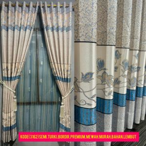 gorden minimalis bahan turky bludru bunga timbul gorden jendela minimalis