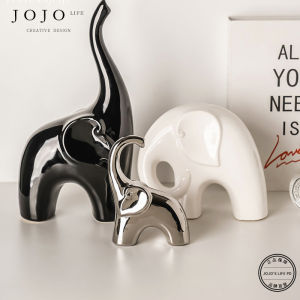 Nordic Style Wealth Attracting Elephant Decorative Figurine Luxury Home Bar Cabinet Ceramic Material Living Room Decoration