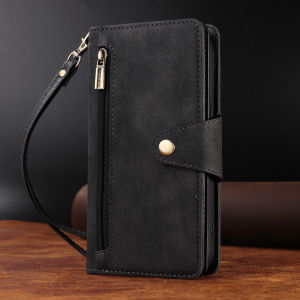 Ví Da Lật Từ Tính Đa Thẻ Cho iPhone Có Chân Đế Dây Kéo Đựng Thẻ Tương Thích Với Nhiều Mẫu