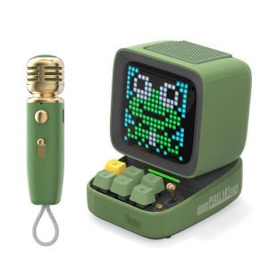 Original Divoom Ditoo Mic Pixel Art Portable Bluetooth Speaker for PC with Wireless Karaoke Microphone Bluetooth 5.0 Retro Design