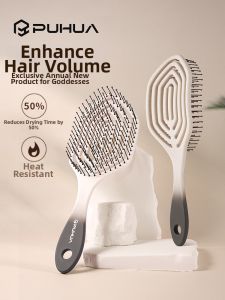 PUHUA | Massaging Hair-smoothing Anti-tangle Ladies Cushioned Hollow Comb