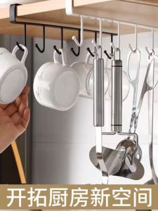 Wardrobe Door Storage Rack Iron Hook Six-Piece Tick Kitchen Cup Hanging Rack Partition Shelf Storage Storage