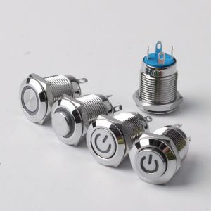 Nút Bấm Kim Loại 12mm Nút Bấm Nút Bấm Chân Cao Nút Bấm Chân Phẳng Khóa Tự Phục Hồi Nút Bấm 2 Chân 24V 5V Nút Bấm Nhỏ