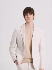 Áo Blazer Nam Len Kaki Nhạt Mùa Thu Đông Có Họa Tiết Carô Nhỏ