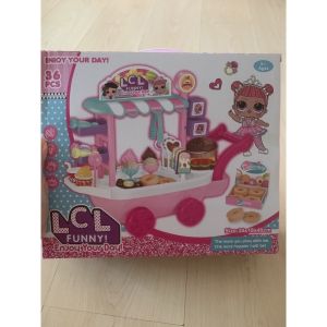 Frozen Elsa Ice Cream Stall Dessert Truck Food Candy Shop Candy Ship Trolley Pretend Play Masak