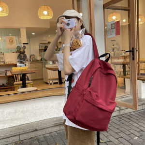 【READY STOCK】 Fashionable backpack student backpack Korean version mens and womens backpack large capacity plain color backpack leisure travel waterproof backpack休闲背包/学生背包