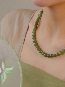 Luxury New Chinese Style Hetian Jade Bead Necklace