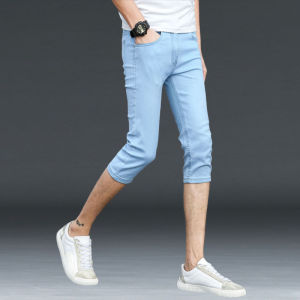 Quần Jeans Denim Mỏng Màu Đen Quần Jeans Nam Ôm Vừa Vặn Mùa Hè Thời Trang Phong Cách Hàn Quốc Quần Jeans Thường Ngày Cho Thanh Thiếu Niên