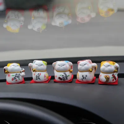 Cute Five Blessings Lucky Cat Ceramic Figurine