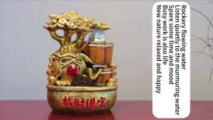 Rockery fountain lucky fish tank water cycle and feng shui water wheel porch decoration luxury furnishing articles opened the office