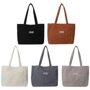 ผู้หญิง Corduroy Tote กระเป๋าขนาดใหญ่ความจุไหล่กระเป๋า Casual กระเป๋าช้อปปิ้งกระเป๋าถือสำหรับงานโรงเรียนช้อปปิ้ง
