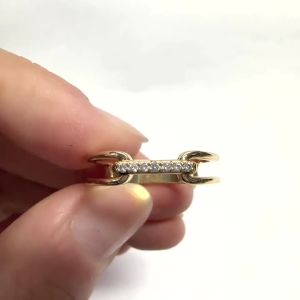 Huitan Simple Style Gold Color Ring for Women Chain Design Hollow Fashion Wedding Party Versatile Accessories Jewelry Inlaid CZ