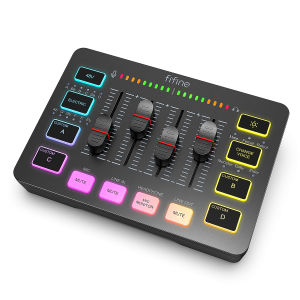 Bộ Trộn Âm Thanh Chơi Game 4 Kênh RGB FIFINE Với Giao Diện Micro XLR Dành Cho Trò Chơi Podcast AmpliGame SC3 Pro Thu Âm Âm Thanh