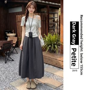 YAYANGREN | Khaki Quick-Dry Wrinkle-Resistant A-Line Skirt for Petite and Plus Sizes