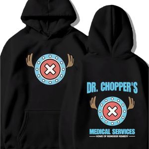Bandai | New American-Style Hooded Sweatshirt "One Piece" Chopper "DR. CHOPPERs MEDICAL SERVICES" Graphic Print Sweatshirt