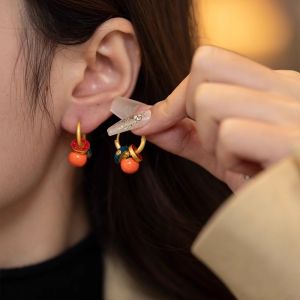Elegant Vintage Chinese Style Earrings Enamel Drop Earrings Silver Needle Unique Exquisite Fashion Jewelry for Women