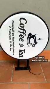 Biển vẫy mica hút nổi sáng đèn - Biển quảng cáo hộp đèn hút nổi mica hình tròn elip - Biển LED vẫy