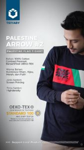 Kaos Palestina Pria Distro Muslim Tsiyaby - Palestine Arrow 2 Lengan Panjang
