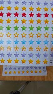 Sticker khen thưởng học sinh SAO NHIỀU MÀU tờ A4- SP30