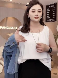 Slightly Oversized Girls Slim Looking Wide Shoulder Vest Womens Summer Plus Size Loose Slim Fit Can Be Inner Wear Outer Wear Pure Color Camisole