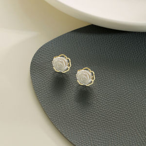 Vintage Thanh Lịch Hoa Hồng Pháp Thiết Kế Earclip Cho Nữ Mềm Mại Ngọt Ngào Cao Cấp Cảm Giác Hợp Kim Bạc Mạ Vàng Phụ Kiện Trang Sức