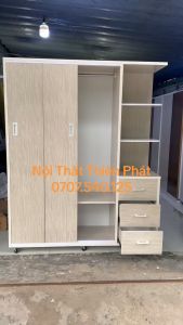 Tủ quần áo nhựa đài loan cửa lùa kèm kệ 1m8x1m45x45cm màu xám và sồi kem giá tận xưởng