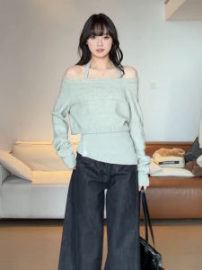 Karrar betsey | New Style Korean Unique Neckline Off-shoulder Sweater Womens Autumn Wear