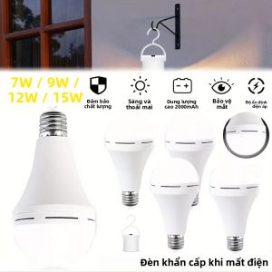 Bóng Đèn Khẩn Cấp Di Động LED Cầm Tay 7W/9W/12W/15W Đèn Treo Tiết Kiệm Năng Lượng Cho Lều Gia Đình Câu Cá