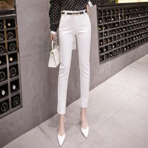 Black Tailored Pants Womens Thin Smoke Tube High Waist Harlan Pants Pencil Pants Professional West Pants Casual Long Pants