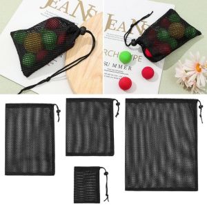 Sports Mesh Net Bag Black Nylon golf bags Golf Tennis Carrying Drawstring Pouch Storage bag