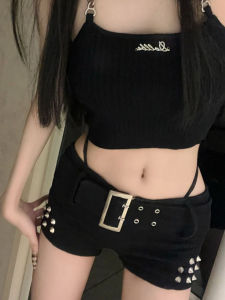 กางเกงขาสั้นทรงสลิมฟิตเอวต่ำสำหรับผู้หญิง กางเกงยีนส์ทรงเข้ารูป เอวยางยืด ทรงสลิม ทรงเข้ารูป เอวกลาง ทรงเข้ารูป