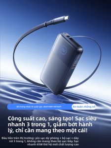 Remax | Pin Sạc Dự Phòng 3-trong-1 Dung Lượng Lớn có Dây Co Rút và Cắm Sạc Nhanh cho Laptop 20000mAh