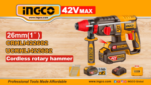 INGCO 42V CORDLESS ROTARY HAMMER DRILL | MAX 26MM | QUICK CHUCK | BRUSHLESS MOTOR | CRHLI422682