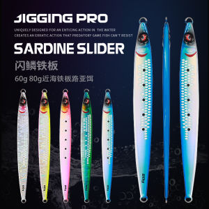 JIGGINGPRO 40g 60g 80g 100g Sardine Slider Jigging Lure UV Coating Long Cast Metal Jig Fishing Lure Saltwater Vertical Speed Jigging Lure Sea Fishing Jigs