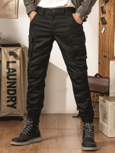 ผู้ชาย บุด้วยผ้าฟลีซ หนาขึ้น ทํางาน กางเกง ลำลอง สินค้า กางเกงขายาว สีดำ ความอบอุ่นด้วย Martin Boots แฟชั่นสไตล์กองทัพ อินเทรนด์ ผ้าฝ้าย