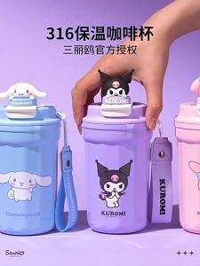 380ML Sanrio Thermos Bottle Coffee Cup 304 Stainless Steel Vacuum Cup Portable Insulation Keep Cold Water Cup with Lid Kuromi/Melody/Cinnamoroll/Pochacco/Purin Coffee Cup Vacuum Cup Water Bottle Cup Botol Air 咖啡杯 保温杯