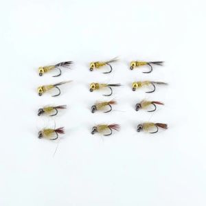 ICERIO 4 Jig Nymph Ướt Bay Hạt Tungsten Đầu Không Gai Nhanh Chìm Euro Phong Cách Cho Cá Hồi Mồi Câu Cá Mồi # 12/ # 14 Kích Cỡ